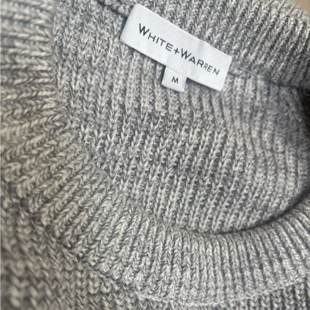 WHITE+WARREN CLASSIC LUXURY ORGANIC COTTON GREY MARL CREWNECK SWEATER SIZE MED - Picture 8 of 11